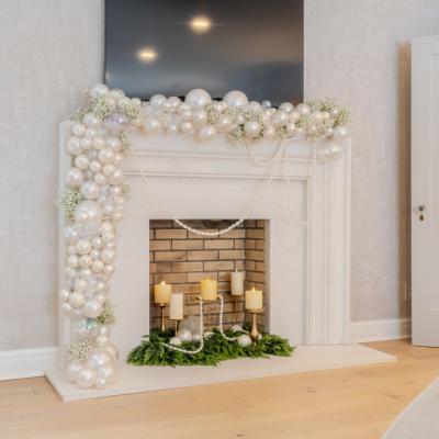 A decorated fireplace